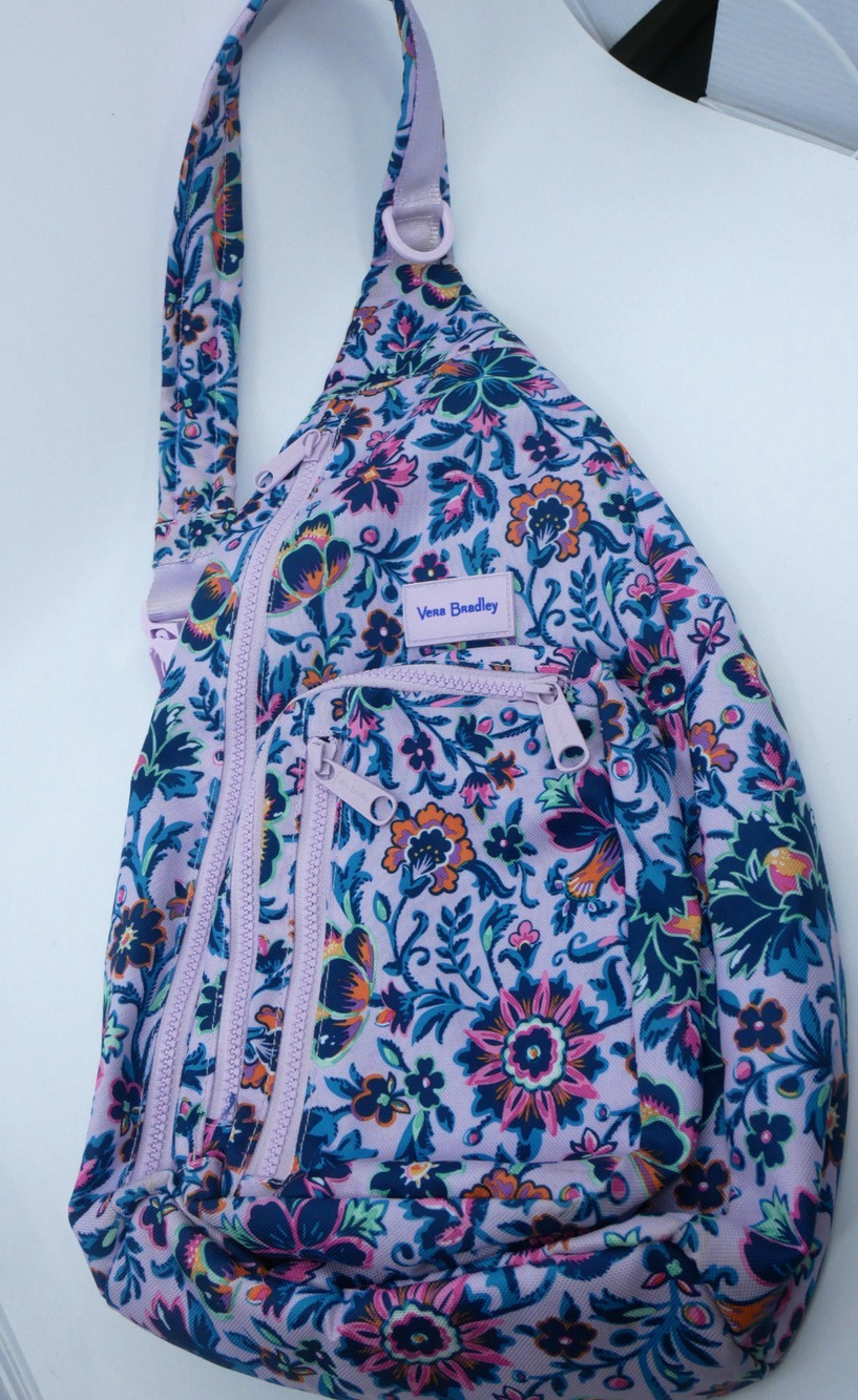 Vera Bradley ReActive Sling Bag In Cloud Vine Crossbody Waterproof VGUC Retired
